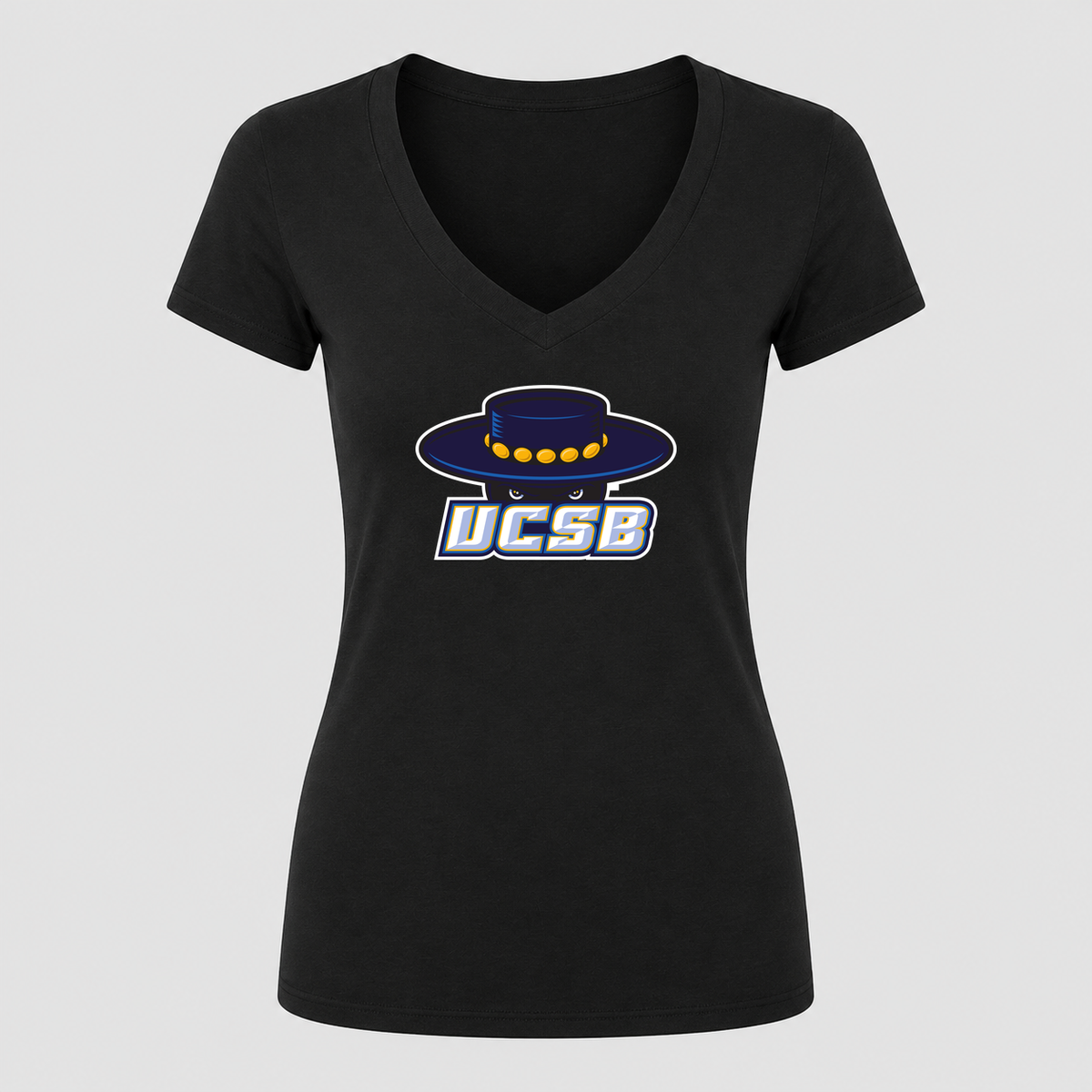 Women's UCSB Gauchos V Neck T-Shirt in black