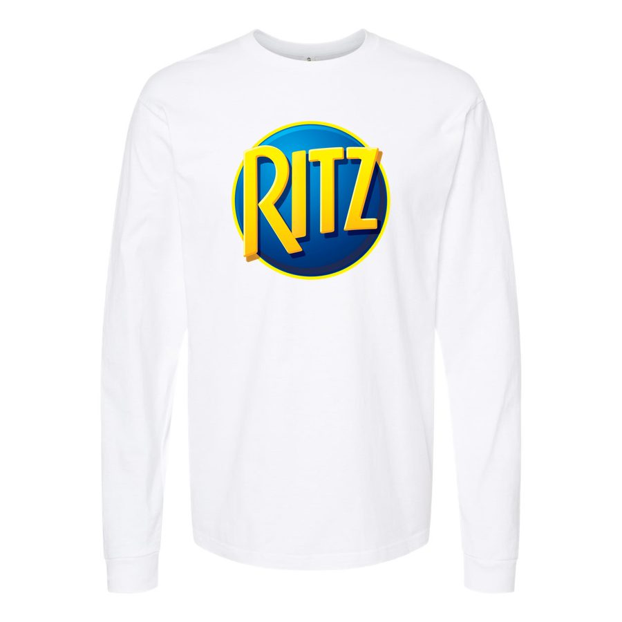 Men's Ritz-Mondelez-Logo-food-1536x864 Long sleeves Cotton Blend T-Shirt - White