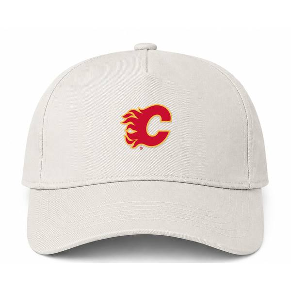 Calgary Flames NHL Logo Beige Dad Baseball Cap Hat