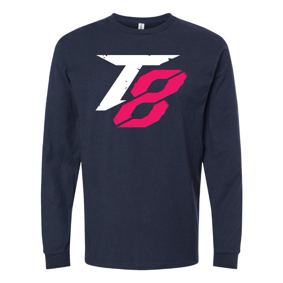 Men's Tekken 8 White Long sleeves Cotton Blend T-Shirt - Navy