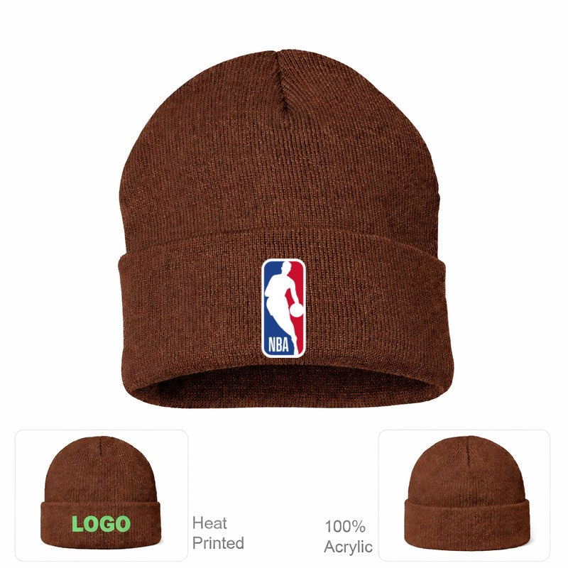NBA Logo Beanie Hat - Brown