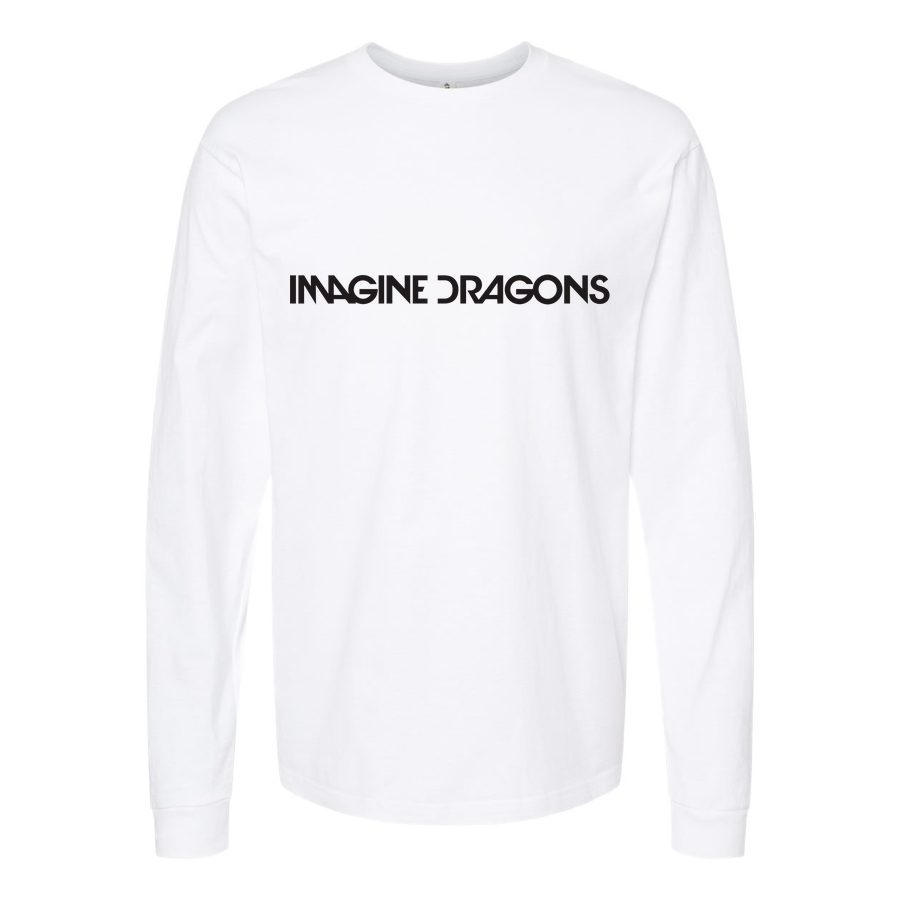 Men's Imagine-Dragons-Logo Long sleeves Cotton Blend T-Shirt - White