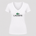 Women's Lacoste V Neck T-Shirt in white