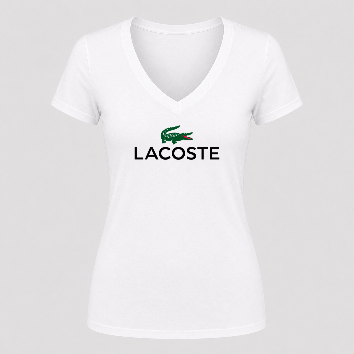 Women's Lacoste V Neck T-Shirt in white