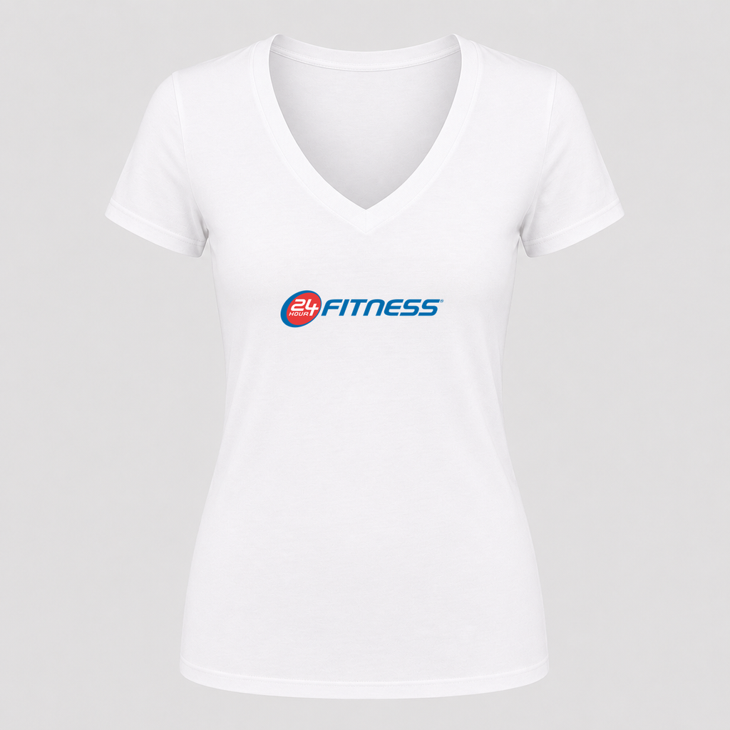 Women's 24 Hour Fitness V Neck T-Shirt in white