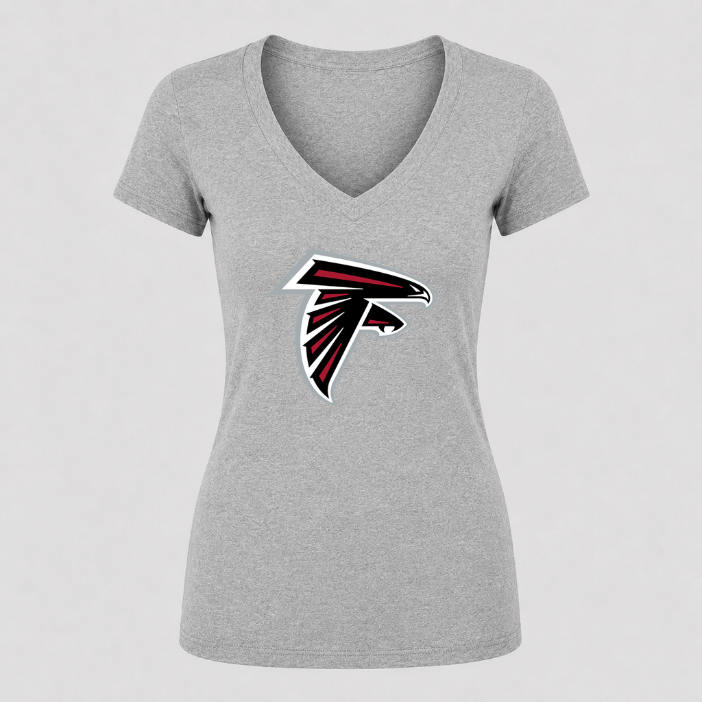 Women's Atlanta Falcons V Neck T-Shirt in gray