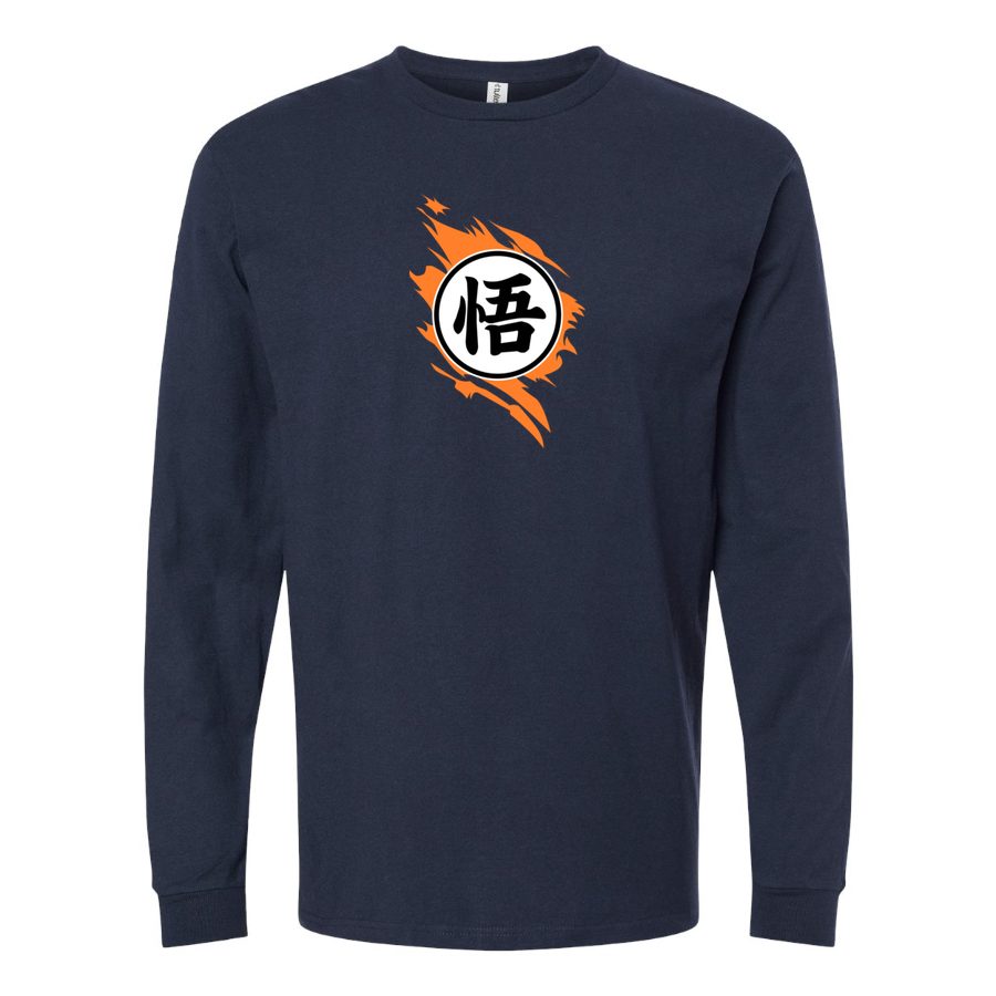 Men's Dragon Ball Z Logo Long sleeves Cotton Blend T-Shirt - Navy