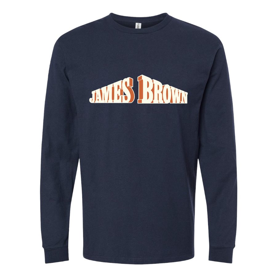 Men's James-Brown-Logo Long sleeves Cotton Blend T-Shirt - Navy