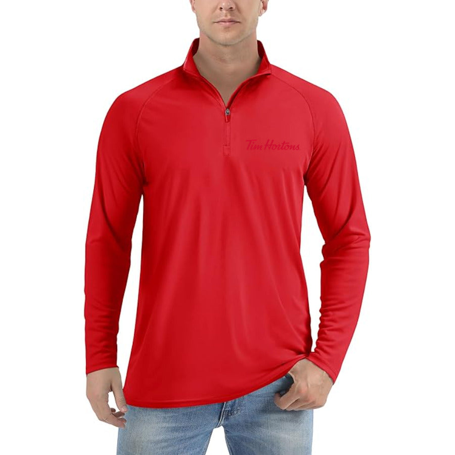 Tim Hortons quarter-zip athletic shirt in Red