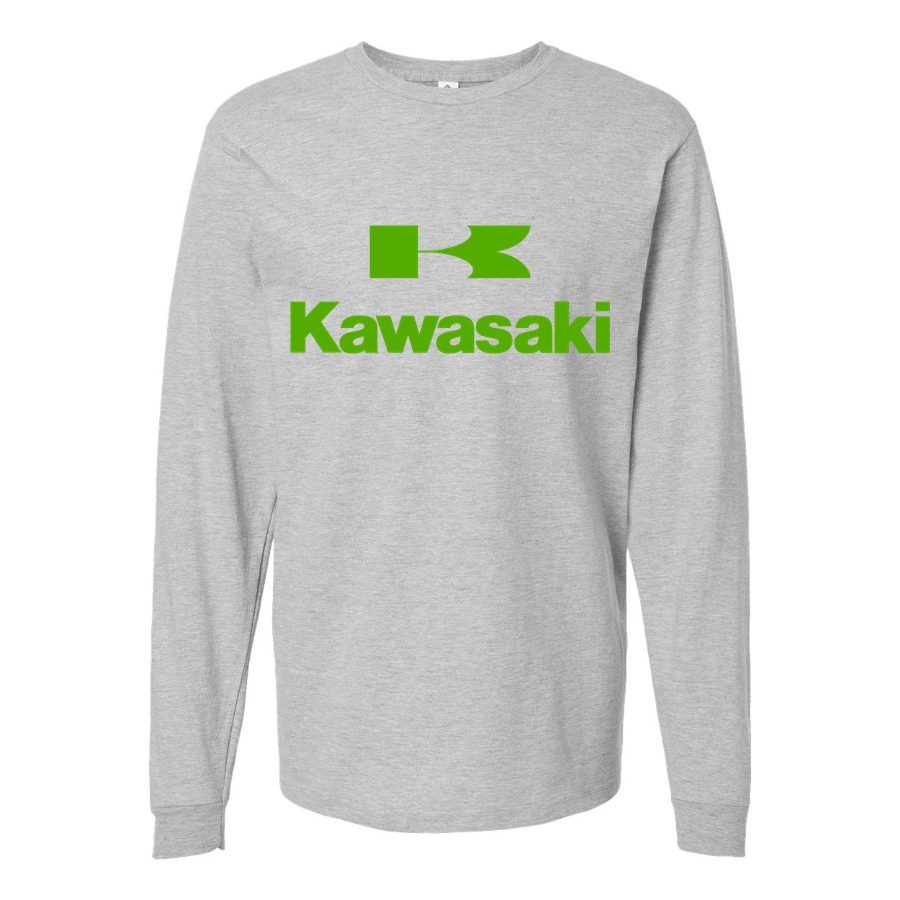 Men's kawasaki logo Long sleeves Cotton Blend T-Shirt - Gray