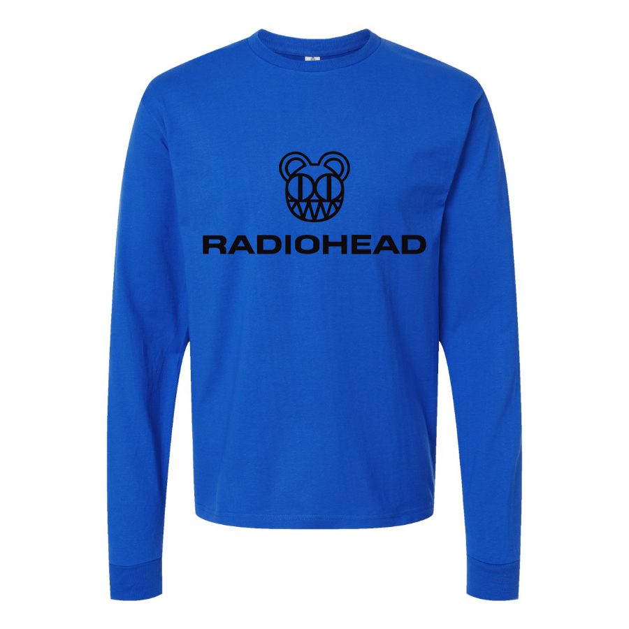 Men's Radiohead-Logo-768x432 Long sleeves Cotton Blend T-Shirt - Blue