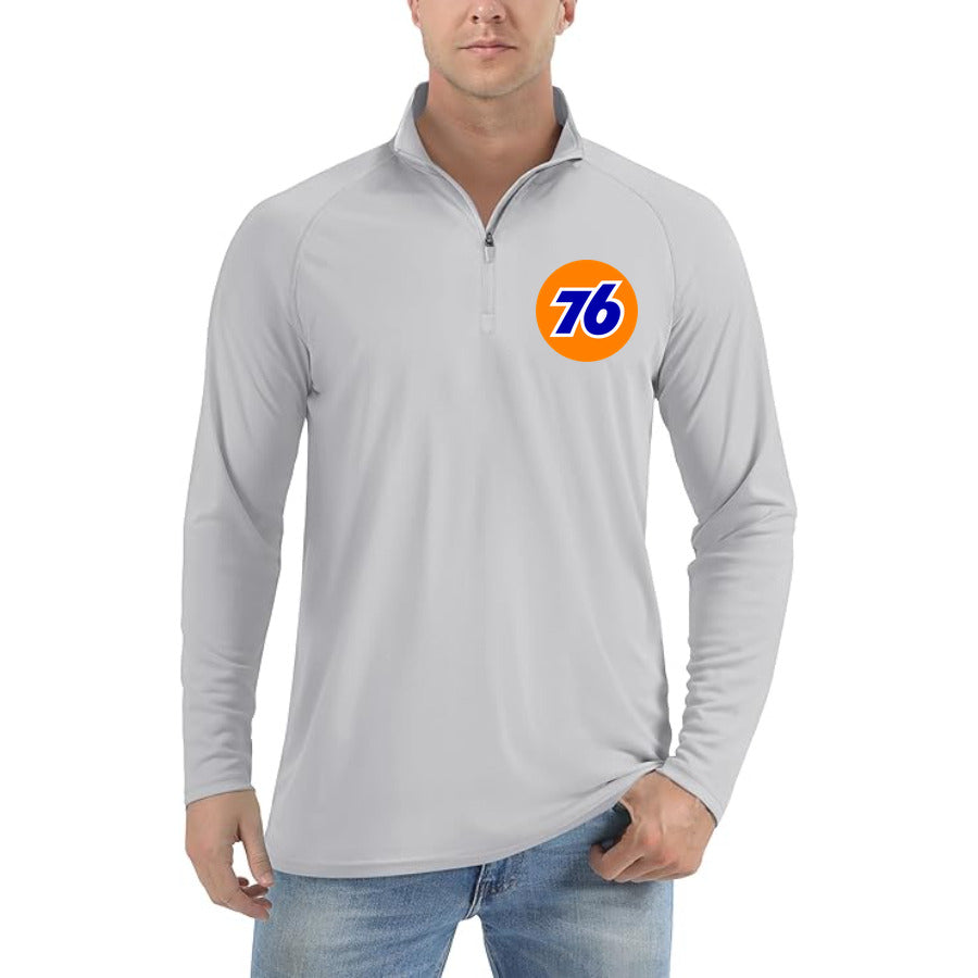 76 Logo quarter-zip athletic shirt in Light Gray