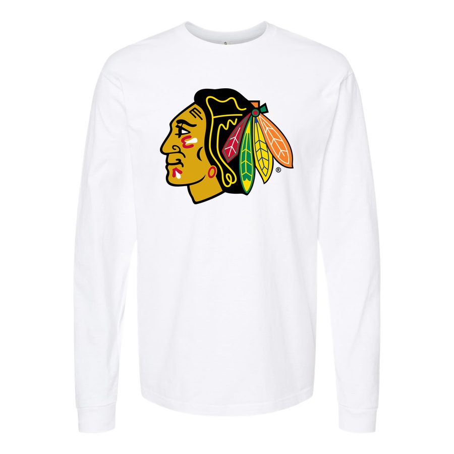 Men's Chicago Blackhawks Long sleeves Cotton Blend T-Shirt - White