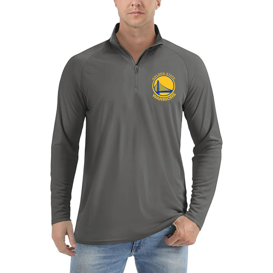 Golden states warrior yellow quarter-zip athletic shirt in Dark Gray