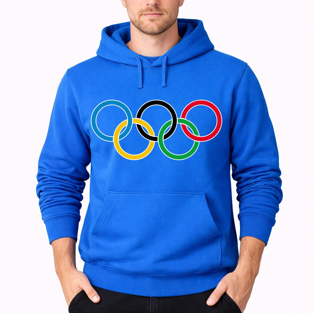 Men's Olympic Ring BK Pullover Hoodie - Azure