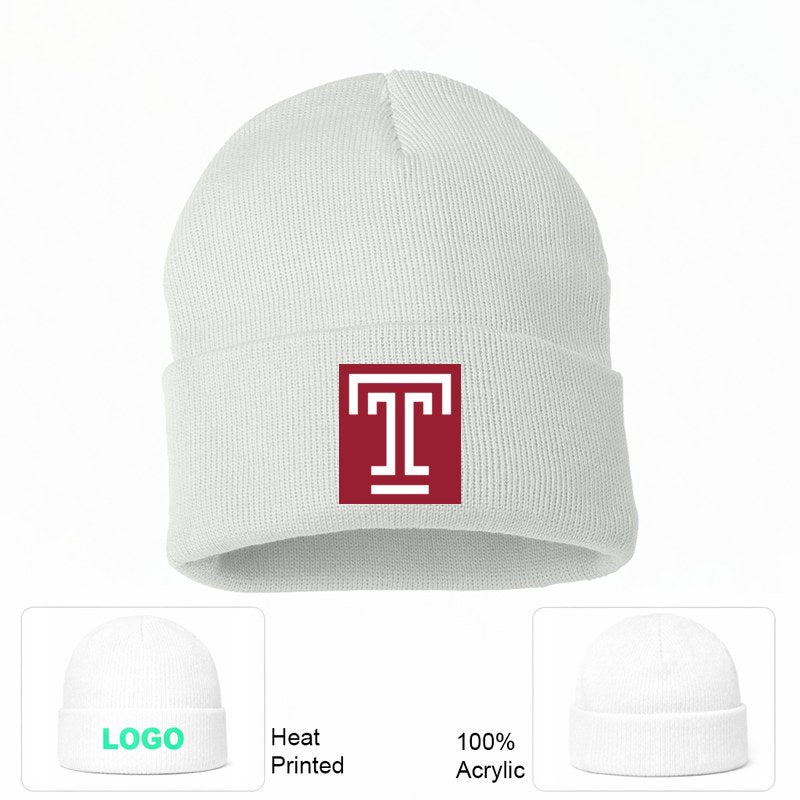 Temple Owls White Beanie Hat