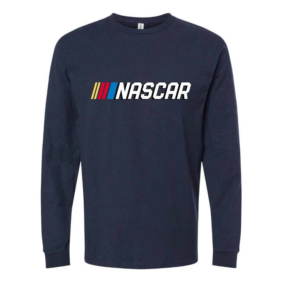 Men's nascar logo Long sleeves Cotton Blend T-Shirt - Navy