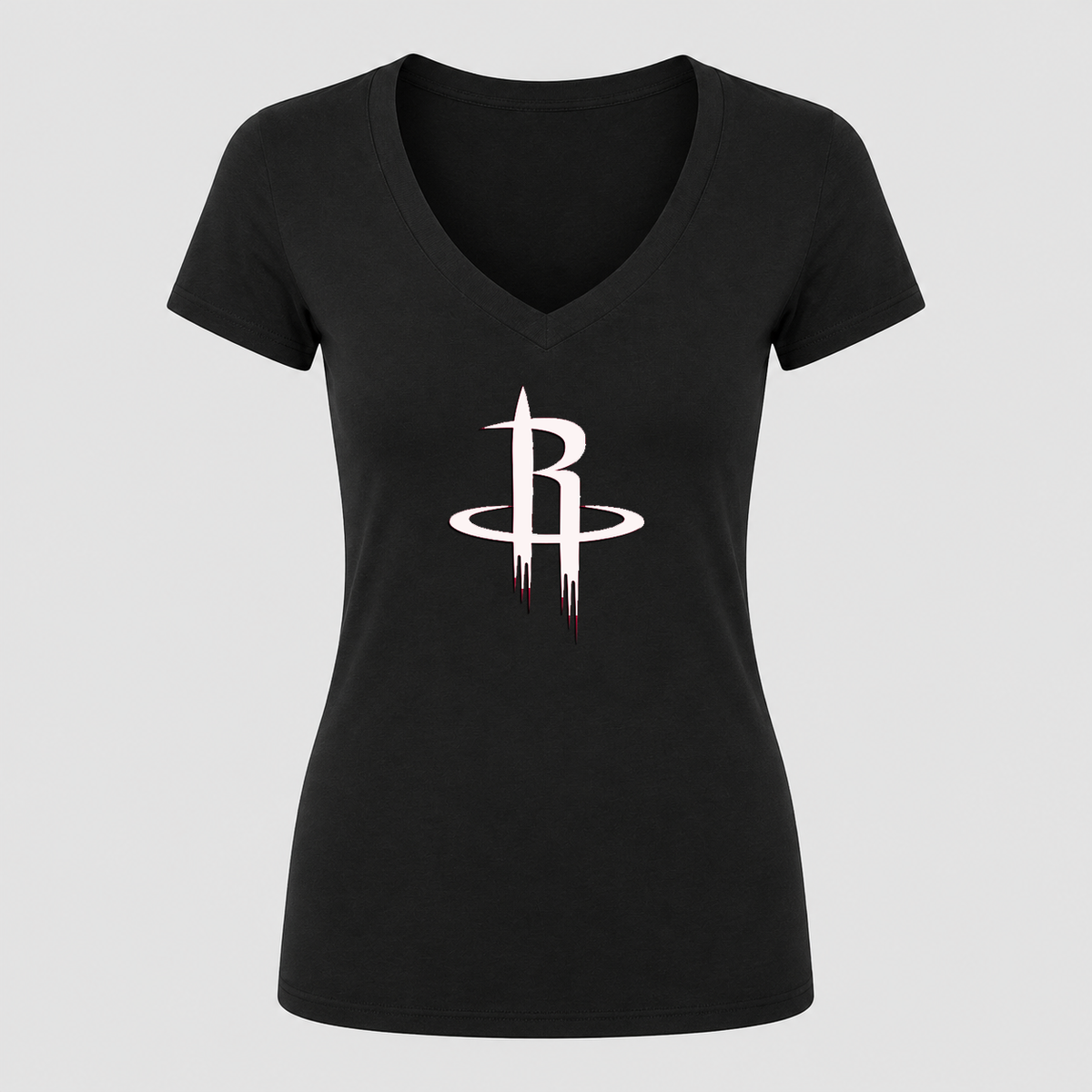 Women's Houston Rockets Army Green V Neck T-Shirt in black