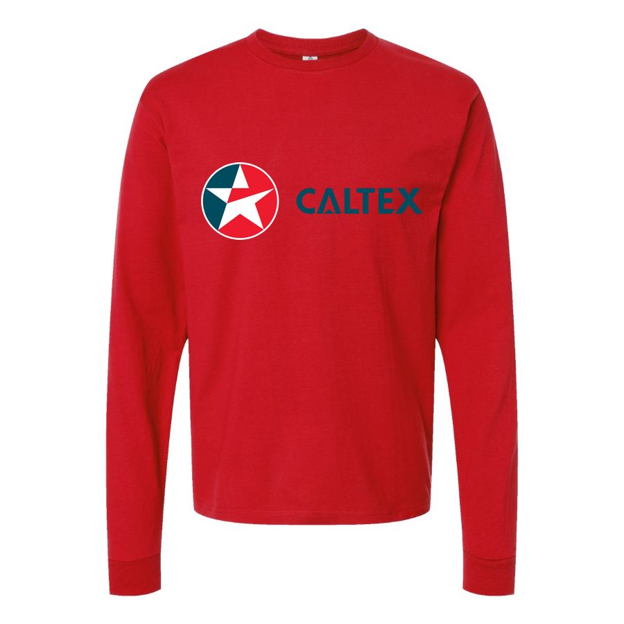 Men's Caltex-Logo Long sleeves Cotton Blend T-Shirt - Red