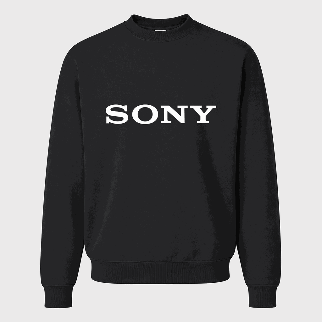 Men's Sony White Logo Crewneck Sweatshirt - Black