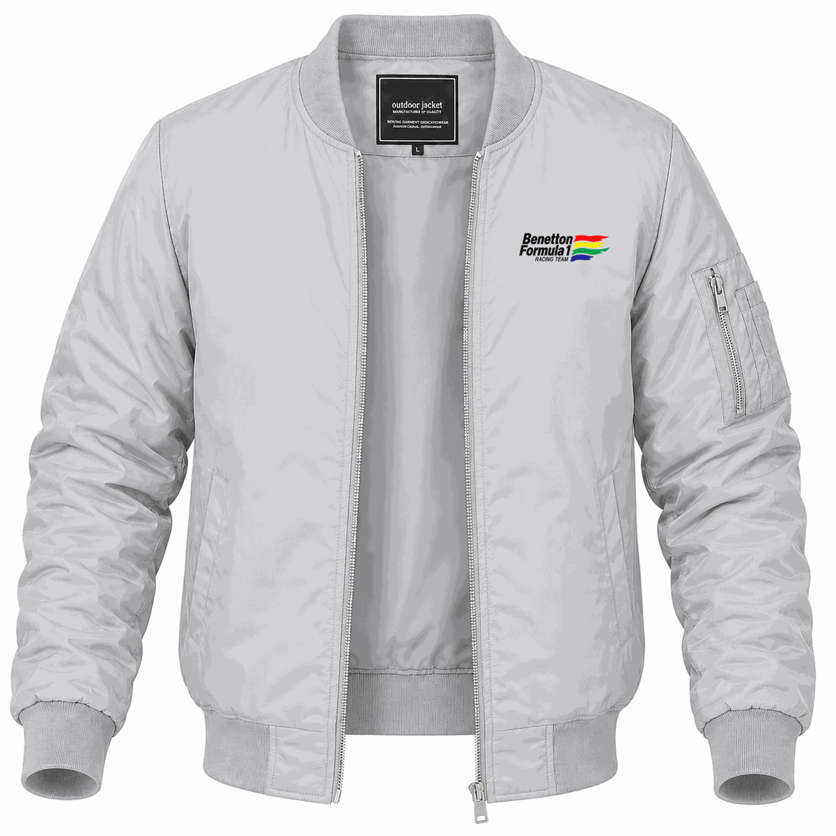 Men's Benetton Formula 1 Racing Team Lightweight Bomber Jacket - Gray