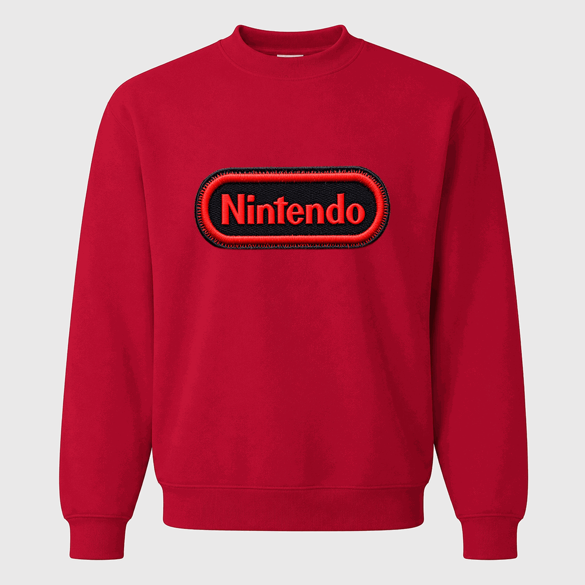 Men's Nintendo Embroidery Crewneck Sweatshirt - Red