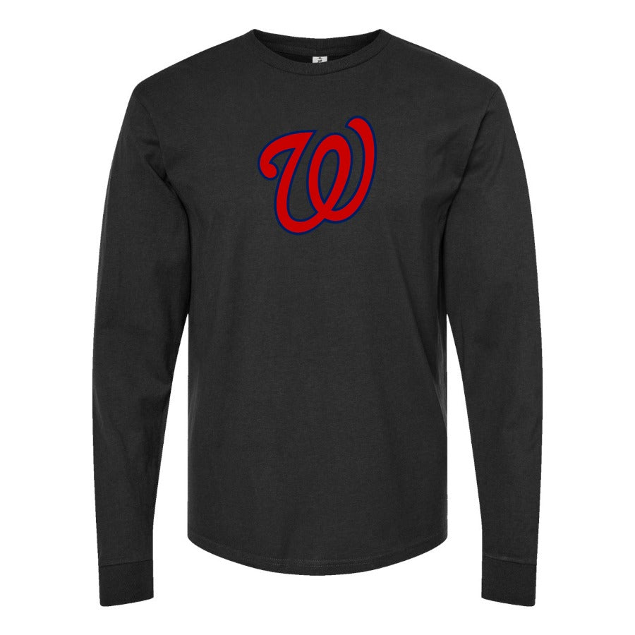 Men's Washington Nationals Long sleeves Cotton Blend T-Shirt - Black