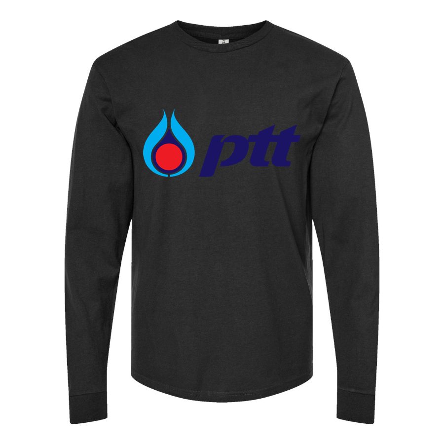 Men's PTT-Logo Long sleeves Cotton Blend T-Shirt - Black