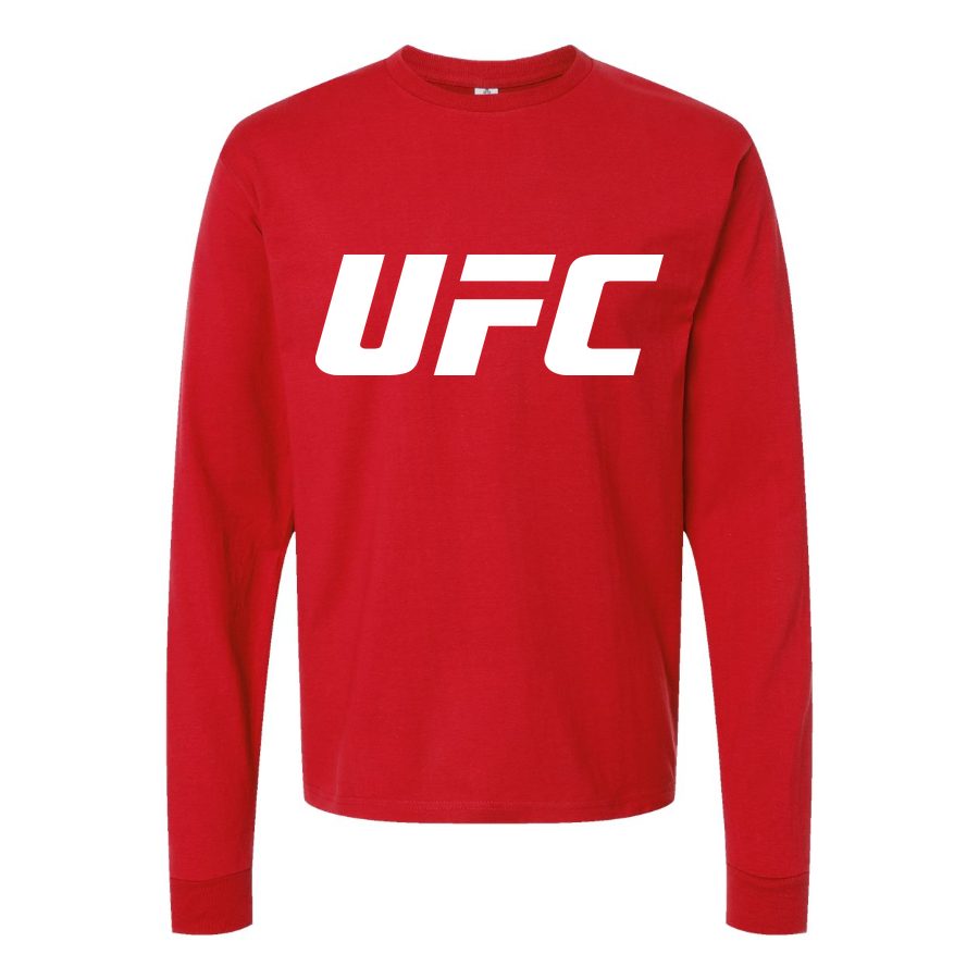 Men's UFC White Logo Long sleeves Cotton Blend T-Shirt - Red