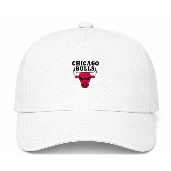 Chicago Bulls Black Logo White Dad Baseball Cap Hat