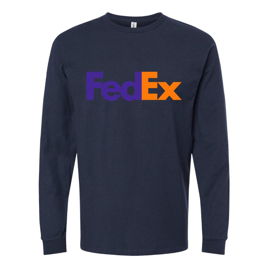 Men's FedEx-Logo Long sleeves Cotton Blend T-Shirt - Navy
