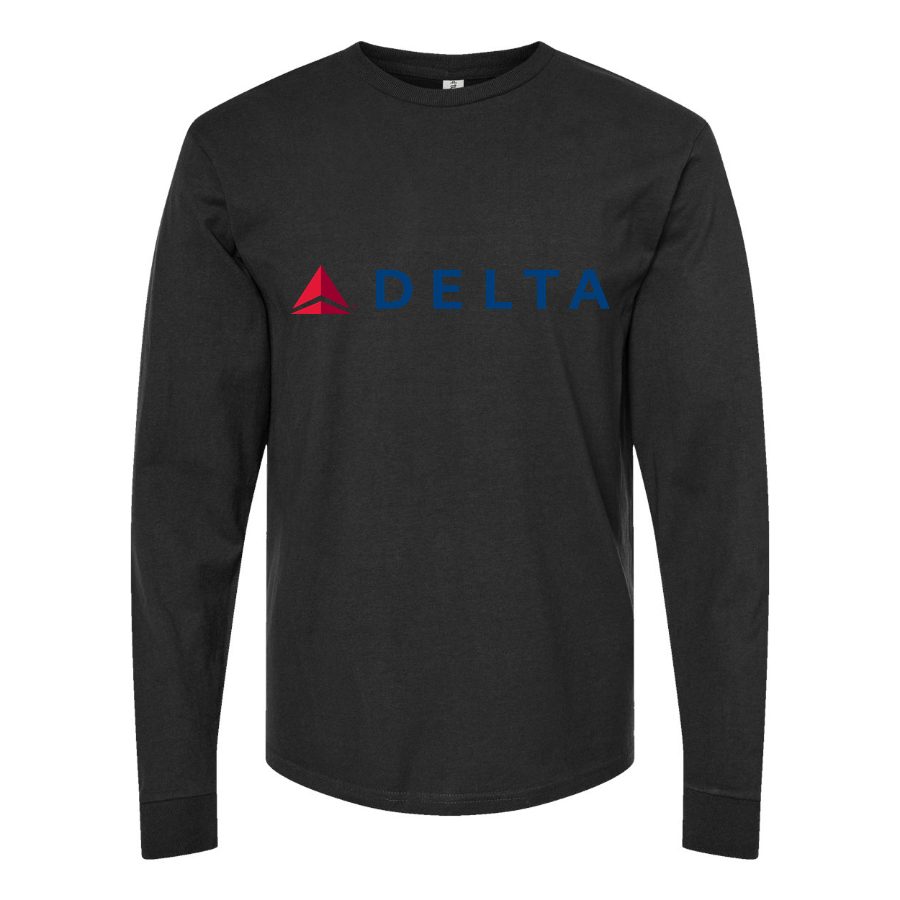 Men's Delta Airlines Long sleeves Cotton Blend T-Shirt - Black