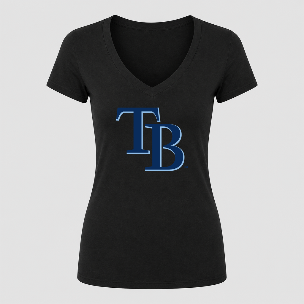 Women's Tampa Bay Rays V Neck T-Shirt in black