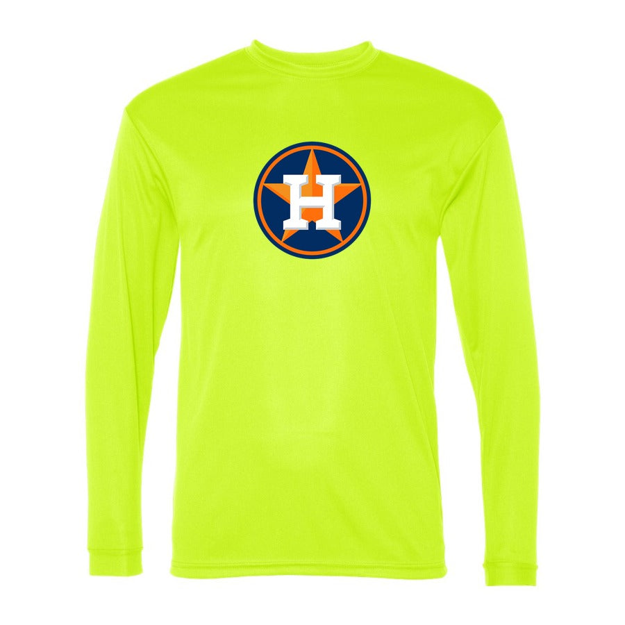 Men's Houston Astros Polyester Long Sleeve T-Shirt - Safety Yellow