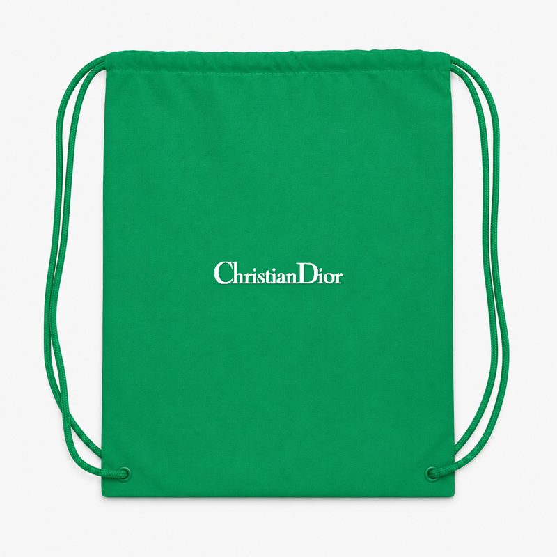 Dior White Alternate Drawstring Bag - Green