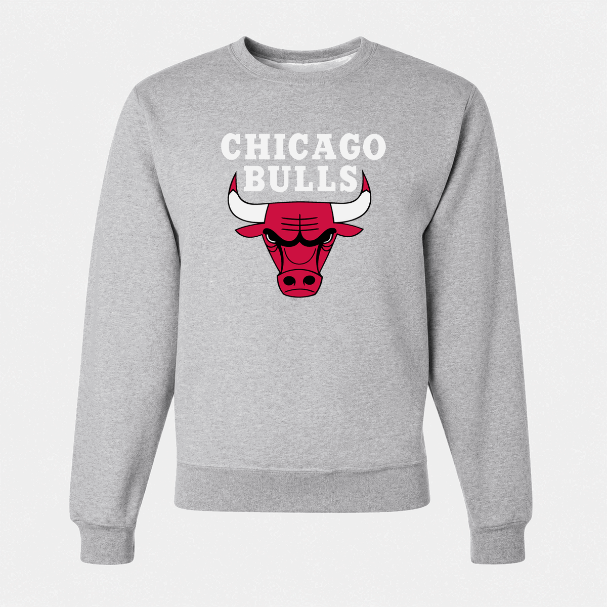 Men's Chicago Bulls White Logo Crewneck Sweatshirt - Gray