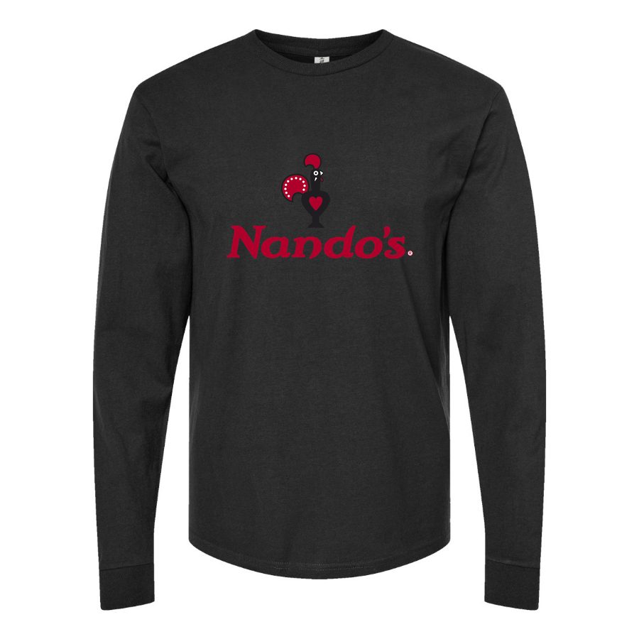 Men's Logo-Nandos-2-1536x864 Long sleeves Cotton Blend T-Shirt - Black