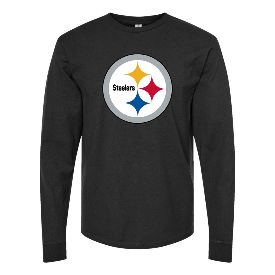 Men's Pittsburgh Steelers Long sleeves Cotton Blend T-Shirt - Black
