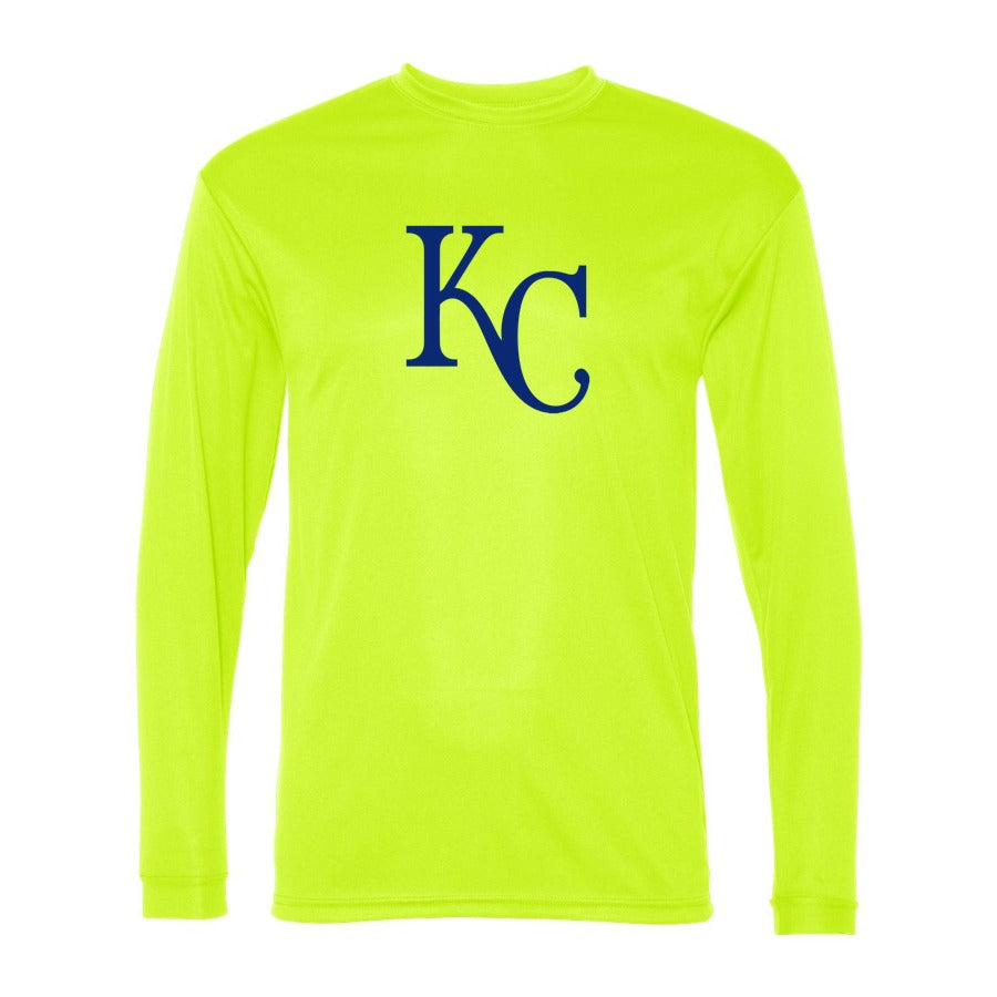 Men's Kansas City Royals Polyester Long Sleeve T-Shirt - Safety Yellow