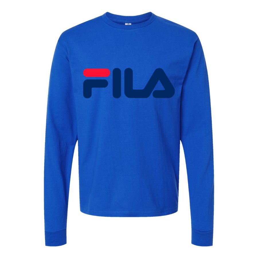 Men's Fila-logo-1536x864 Long sleeves Cotton Blend T-Shirt - Blue