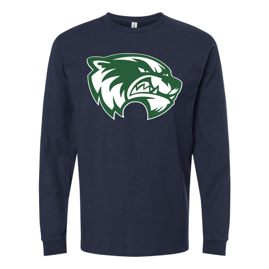 Men's Utah Valley Wolverines Logo Long sleeves Cotton Blend T-Shirt - Navy