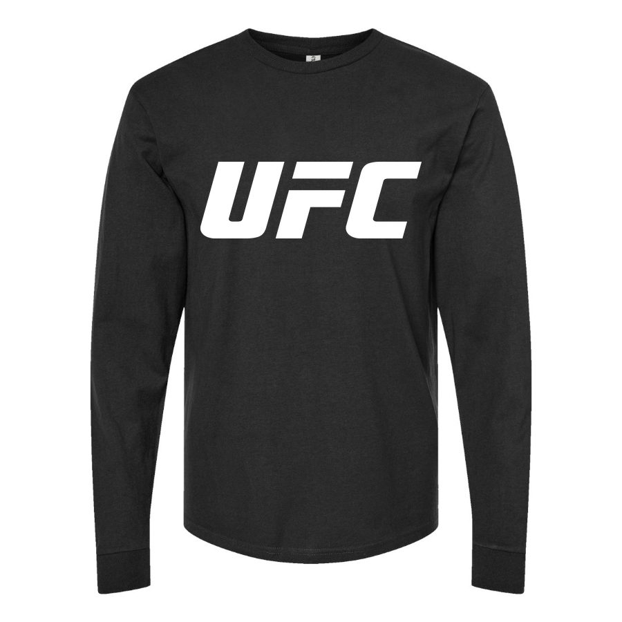Men's UFC White Logo Long sleeves Cotton Blend T-Shirt - Black