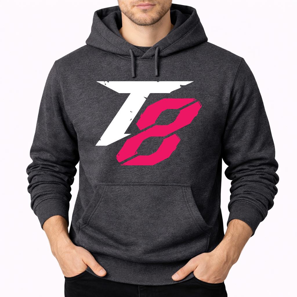 Men's Tekken 8 White Logo Pullover Hoodie - Charcoal