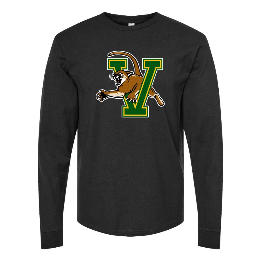 Men's Vermont Catamounts Logo Long sleeves Cotton Blend T-Shirt - Black
