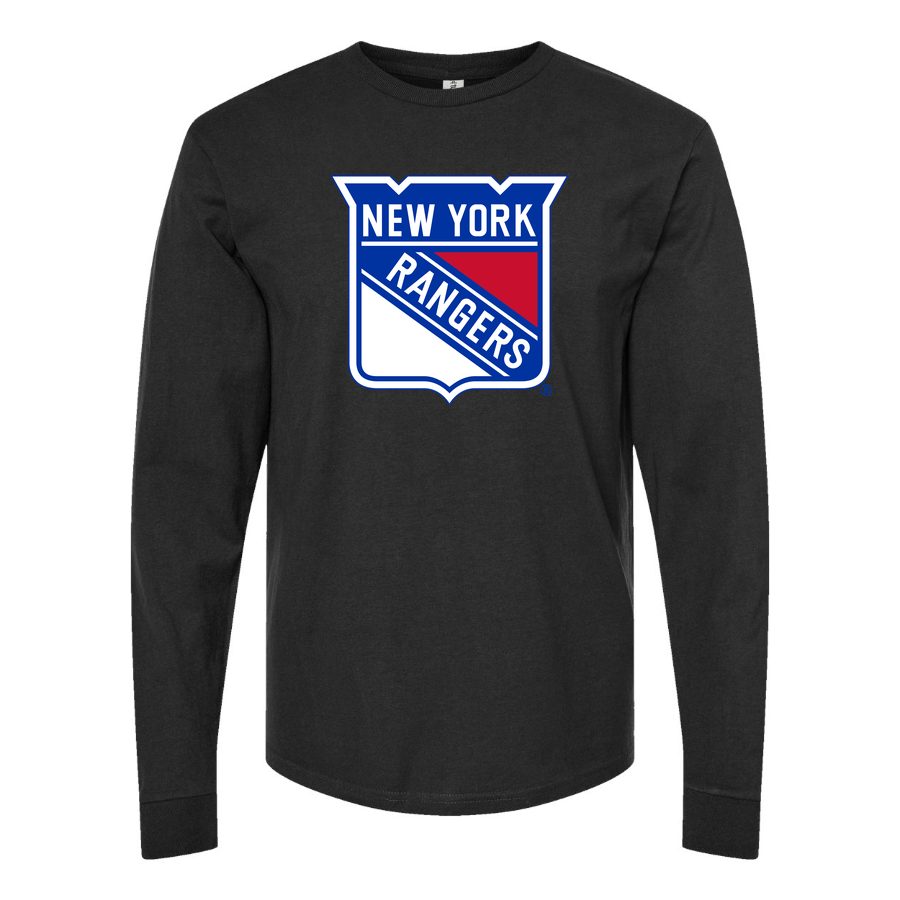 Men's New York Rangers Long sleeves Cotton Blend T-Shirt - Black