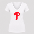 Women's Philadelphia Phillies V Neck T-Shirt in white