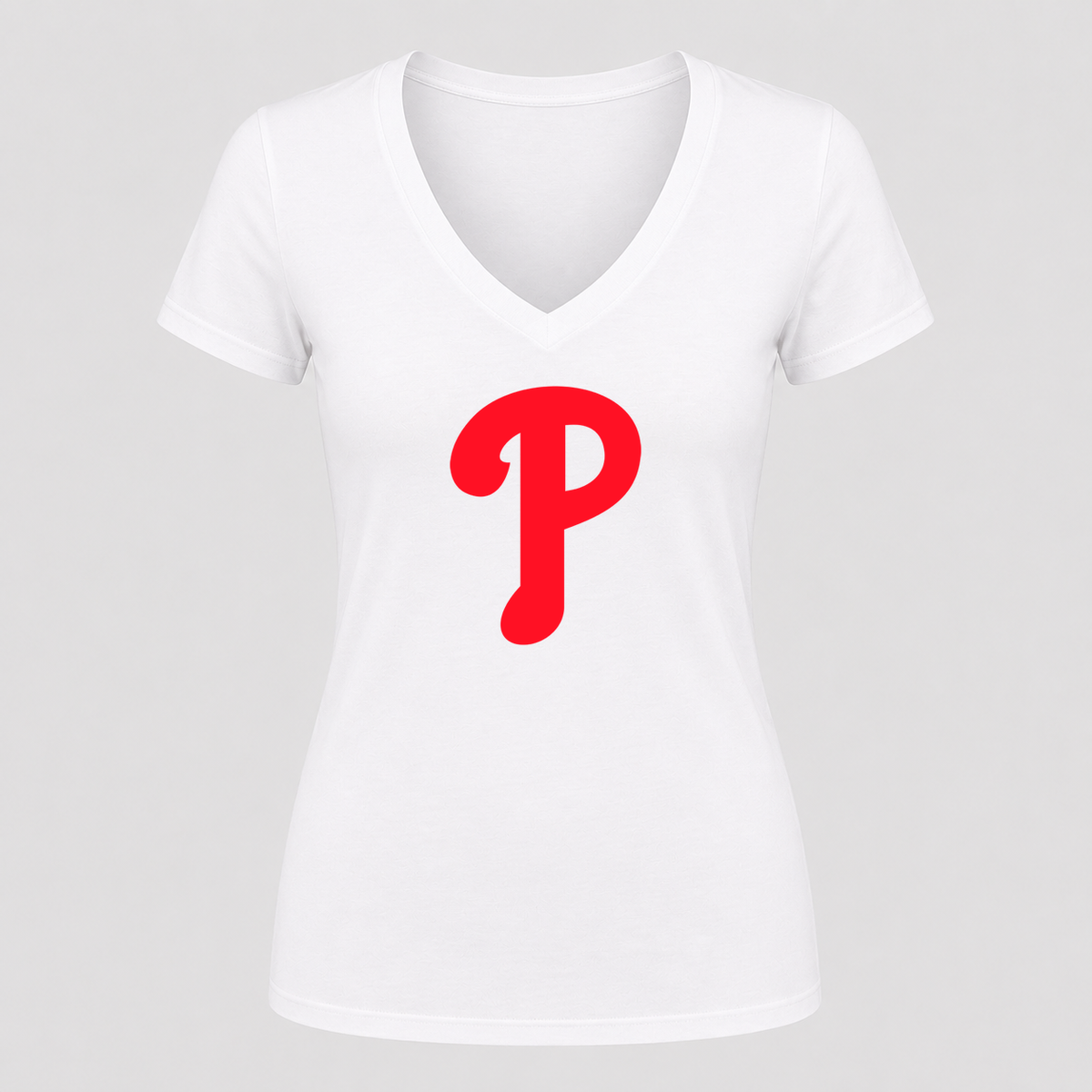Women's Philadelphia Phillies V Neck T-Shirt in white