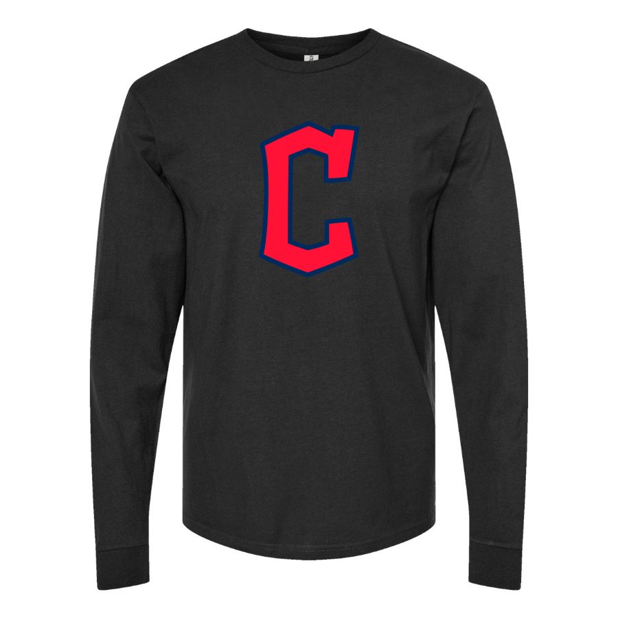 Men's Cleveland Guardians Long sleeves Cotton Blend T-Shirt - Black