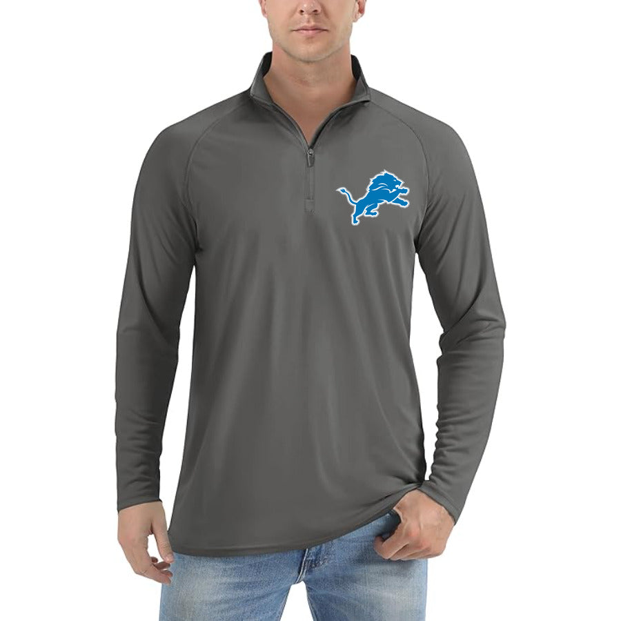 Detroit Lions quarter-zip athletic shirt in Dark Gray
