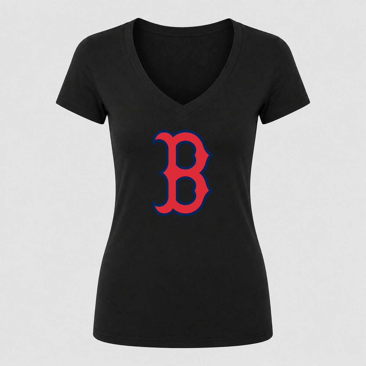 Women's Boston Red Sox V Neck T-Shirt in black